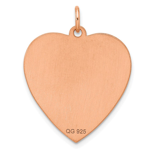 Sterling Silver RG Plated Eng. Heart Polish Front/Satin Back Disc Charm