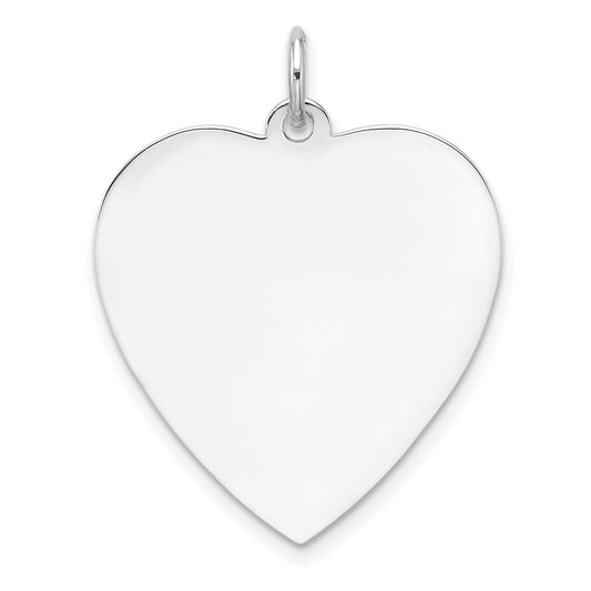 Sterling Silver Rhod-plated Eng. Heart Polish Front/Satin Back Disc Charm