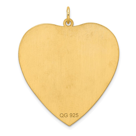 Sterling Silver GP Engraveable Heart Polished Disc Charm