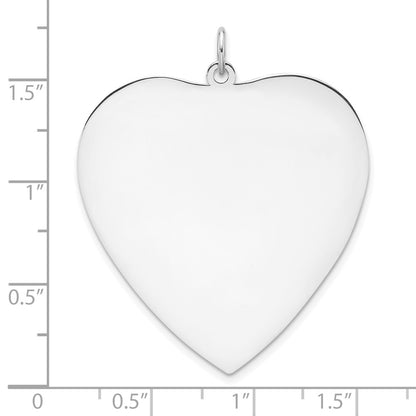 Sterling Silver Rh-plt Engraveable Heart Polished Front/Back Disc Charm