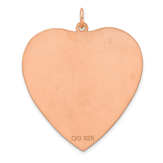 Sterling Silver RG Plated Eng. Heart Polish Front/Satin Back Disc Charm