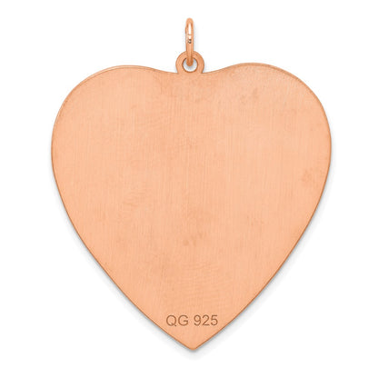 Sterling Silver RG Plated Engraveable Heart Polished Front/Satin Back Disc