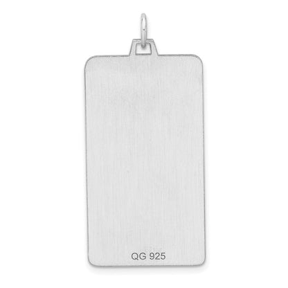 Sterling Silver Rhod-plate Eng. Rect. Polish Front/Satin Back Disc Charm
