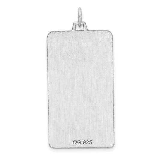 Sterling Silver Rhod-plate Eng. Rect. Polish Front/Satin Back Disc Charm
