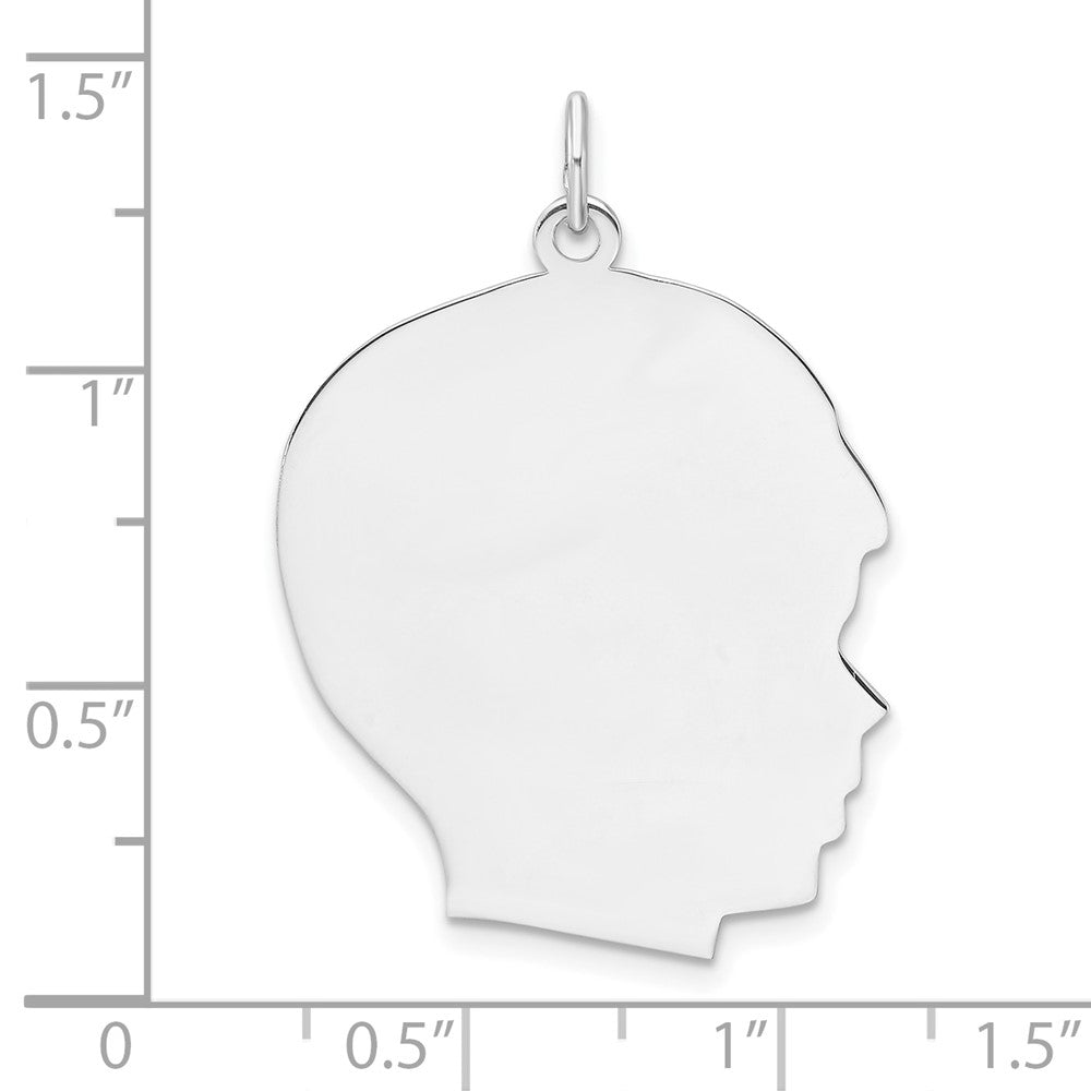 Sterling Silver Rh-plt Engraveable Boy Disc Charm Polish on Front/Back