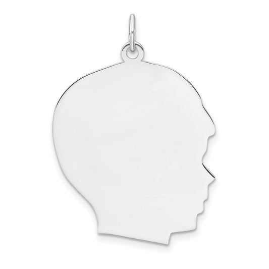 Sterling Silver Rh-plt Engraveable Boy Disc Charm Polish on Front/Back