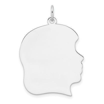 SSilver Rh-plt Engravable Girl Polished Front/Satin Back Disc Charm
