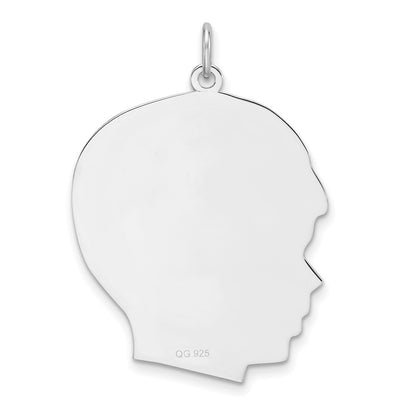 Sterling Silver Rhod-plate Eng. Boy Polished Front & Back Disc Charm