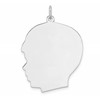 Sterling Silver Rhod-plate Eng. Boy Polished Front/Satin Back Disc Charm