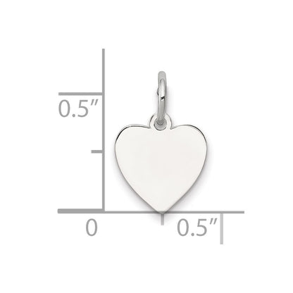 SS Rhod-plated Eng. Heart Polish Front/Satin Back Disc Charm