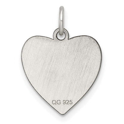 SS Rh-plt Engraveable Heart Polished Front/Satin Back Disc Charm