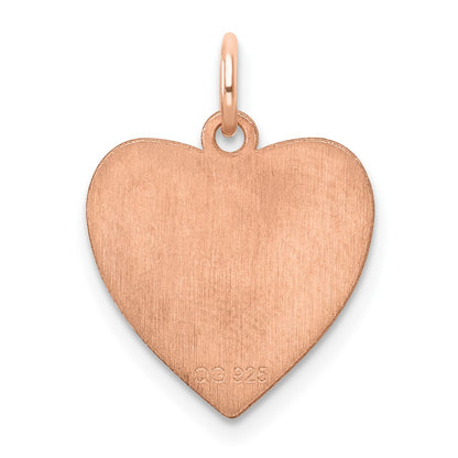 Sterling Silver RG Plated Eng. Heart Polish Front/Satin Back Disc Charm
