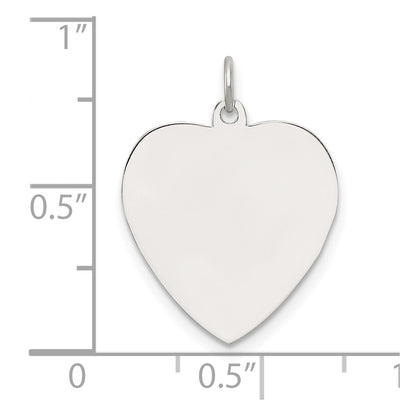 SS Rh-plt Engraveable Heart Polished Front/Satin Back Disc Charm