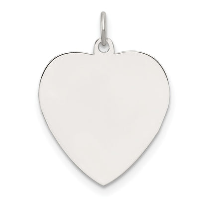 SS Rh-plt Engraveable Heart Polished Front/Satin Back Disc Charm