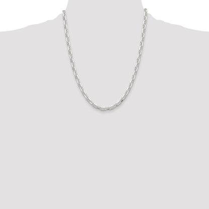 Sterling Silver Polished and D/C 5.5mm Mariner Link Chain