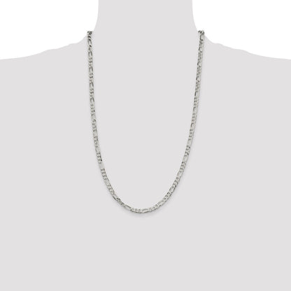 Sterling Silver 4.5mm Lightweight Flat Figaro Chain