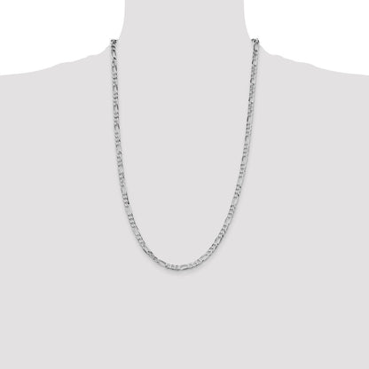 Sterling Silver Rhodium-plated 4.5mm Lightweight Flat Figaro Chain