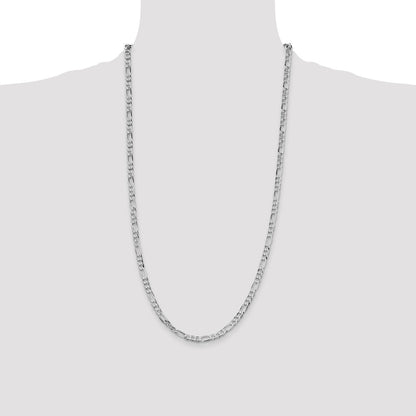 Sterling Silver Rhodium-plated 4.5mm Lightweight Flat Figaro Chain