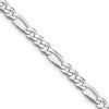 Sterling Silver Rhodium-plated 4.5mm Lightweight Flat Figaro Chain