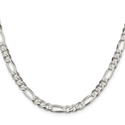Sterling Silver 5.5mm Lightweight Flat Figaro Chain