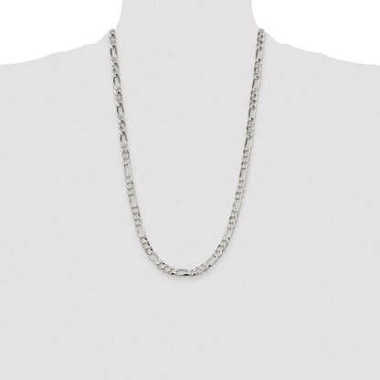 Sterling Silver 7.0mm Lightweight Flat Figaro Chain