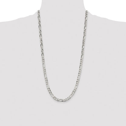 Sterling Silver 7.0mm Lightweight Flat Figaro Chain