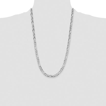 Sterling Silver Rhodium-plated 7.0mm Lightweight Flat Figaro Chain