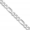 Sterling Silver Rhodium-plated 7.0mm Lightweight Flat Figaro Chain