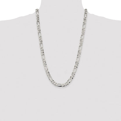 Sterling Silver 8.5mm Lightweight Flat Figaro Chain