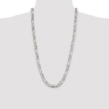 Sterling Silver 8.5mm Lightweight Flat Figaro Chain