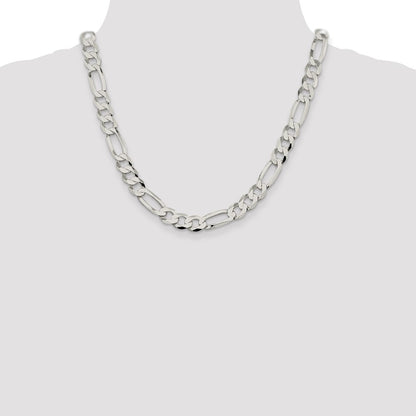 Sterling Silver 9.7mm Lightweight Flat Figaro Chain