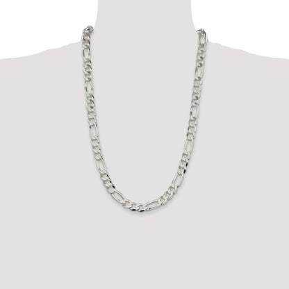 Sterling Silver 9.7mm Lightweight Flat Figaro Chain