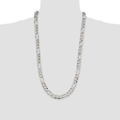 Sterling Silver 9.7mm Lightweight Flat Figaro Chain