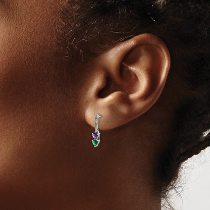Sterling Silver Antiqued w/14k 2-stone Mother's Earring Mounting