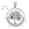 SSilver/Rhodium-plated 4 Birthstone w/SSilver Bezel Family Pendant