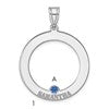 SSilver/Rh-plated 1 Birthstone Circle w/SSilver Bezel Family Pendant