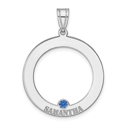 SSilver/Rh-plated 1 Birthstone Circle w/SSilver Bezel Family Pendant