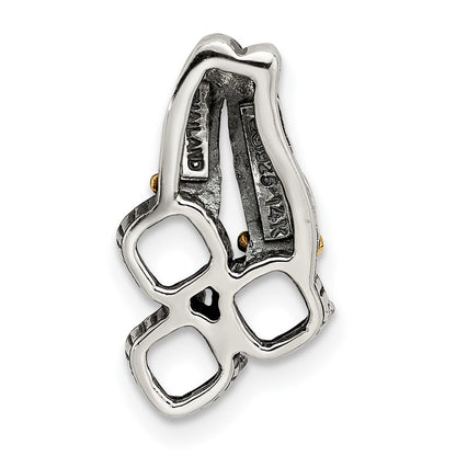 Sterling Silver Antiqued w/14k 3-stone Mother's Pendant Mounting