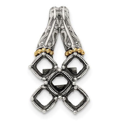 Sterling Silver Antiqued w/14k 5-stone Mother's Pendant Mounting