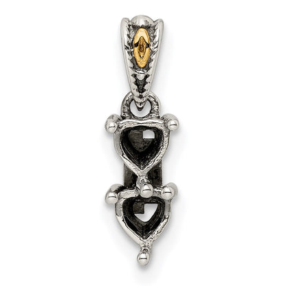 Sterling Silver Antiqued w/14k 2-stone Mother's Pendant Mounting