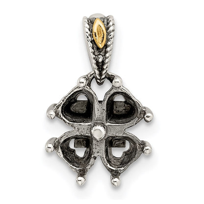 Sterling Silver Antiqued w/14k 4-stone Mother's Pendant Mounting