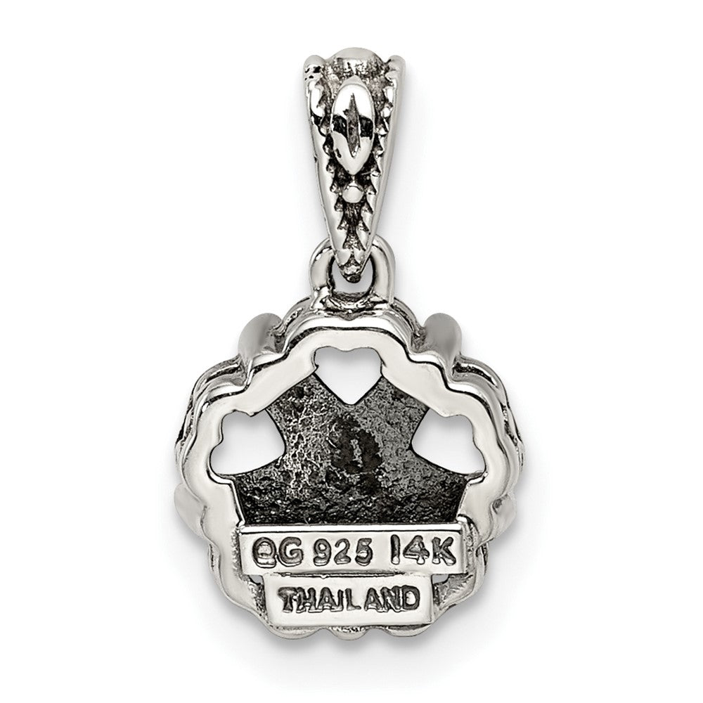 Sterling Silver Antiqued w/14k 5-stone Mother's Pendant Mounting