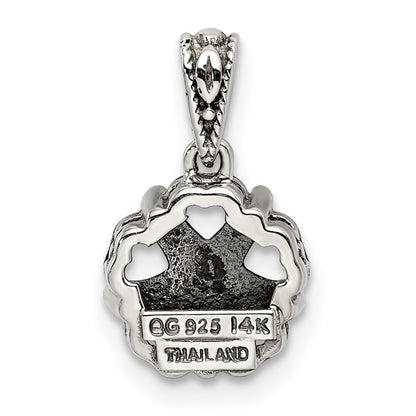 Sterling Silver Antiqued w/14k 5-stone Mother's Pendant Mounting