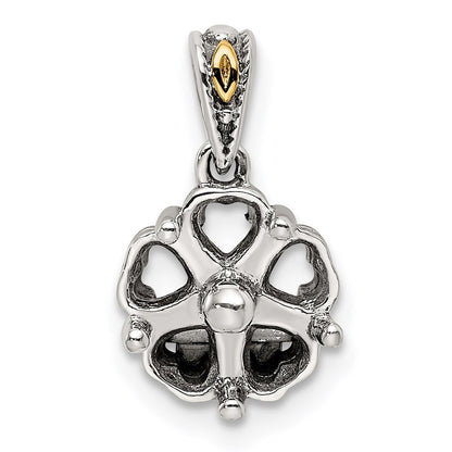 Sterling Silver Antiqued w/14k 5-stone Mother's Pendant Mounting