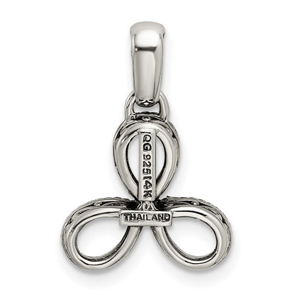 Sterling Silver Antiqued w/14k 3-stone w/Diamond Mothers Pendant Semi-Mount