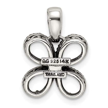Sterling Silver Antiqued w/14k 4-stone w/Diamond Mothers Pendant Semi-Mount
