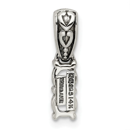 Sterling Silver Antiqued w/14k 2-stone w/Diamond Mothers Pendant Semi-Mount