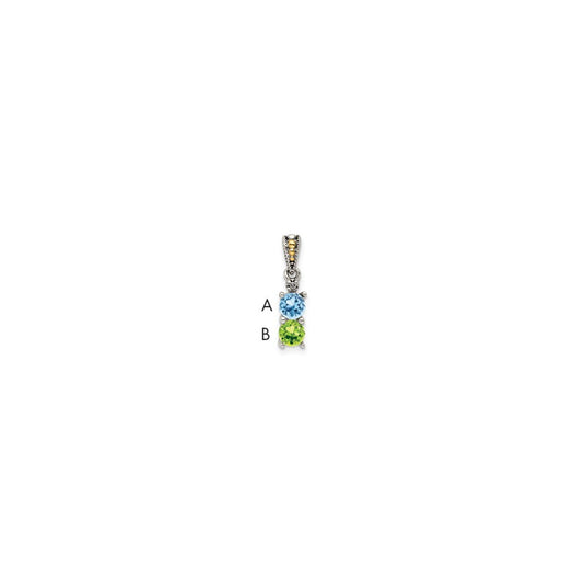Sterling Silver Antiqued w/14k 4-stone w/Diamond Mothers Pendant Semi-Mount