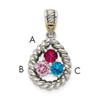 Sterling Silver Antiqued w/14k 3-stone w/Diamond Mothers Pendant Semi-Mount