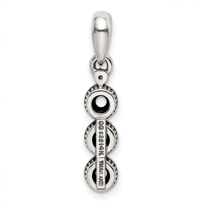 Sterling Silver Antiqued w/14k 3-stone w/Diamond Mothers Pendant Semi-Mount